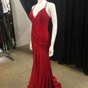 Faviana Red Sash Prom Dress - Style S10212